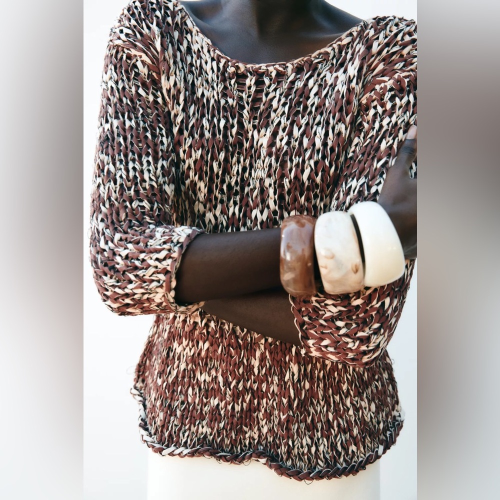 Zara combination knit peplum sweater